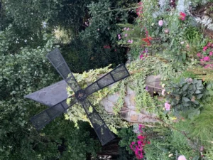 Cette photographie présente un **modèle réduit d’hélicoptère** posé sur un **diorama floral**. Le sujet principal est l’hélicoptère, entouré de végétation luxuriante et de fleurs variées.La **composition** est symétrique et aérée, avec un **cadrage serré** mettant en valeur les détails. La **lumière** semble naturelle, douce et légèrement tamisée, créant des ombres subtiles. Les **couleurs dominantes** sont les verts profonds, les tons pastel des fleurs et le gris métallique de l’hélicoptère.Le style évoque un **artisanat soigné**, presque miniature, dans une ambiance **poétique et onirique**.