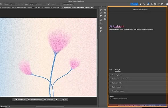 L’assistant IA de Photoshop arrive sur le bureau