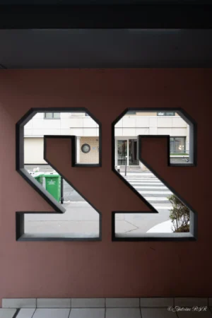 Antoine · 22/11/2025 · 2000 x 3000 Cette photographie met en scène deux grands chiffres romains "SS" en miroir, reflétant une vue intérieure moderne. La composition joue sur la symétrie et la profondeur, avec un cadrage serré sur les chiffres. La lumière est douce et naturelle, éclairant l’espace intérieur à travers les miroirs.Les couleurs dominantes sont le rouge foncé de la façade extérieure et les tons neutres (blanc, gris) de l’intérieur. Le style est épuré et contemporain, évoquant une ambiance minimaliste et élégante, presque mystérieuse grâce aux reflets et à la perspective.