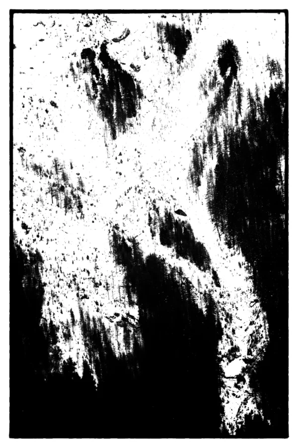 Thierry · 16/01/2026 · 2560 x 3840 Cette photographie semble être une image en noir et blanc floue et abstraite. Le sujet principal est difficile à identifier clairement en raison de son aspect flou et fragmenté.La composition est désordonnée, avec des formes irrégulières évoquant des textures organiques ou des structures géologiques. Le cadrage est serré, centré sur ces motifs.Les contrastes de lumière sont marqués, avec des zones claires et sombres qui accentuent la texture. Les couleurs dominantes sont le noir et le blanc, typiques des images monochromes.Le style rappelle une approche artistique ou documentaire abstraite, évoquant une ambiance mystérieuse et onirique.