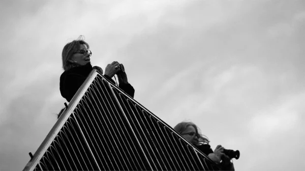 Franck T. · 1400 x 785 Cette photographie en noir et blanc montre deux personnes travaillant sur une toiture métallique. Le sujet principal est leur activité manuelle, probablement liée à l'installation ou la réparation.La composition met en valeur leur position sur le toit, avec un cadrage serré qui accentue leur effort. La lumière, diffuse et contrastée, souligne les contours et crée des ombres marquées. Les couleurs dominantes, bien que monochromes, exploitent les nuances de gris pour accentuer le réalisme et la texture.Le style est documentaire et brut, évoquant une ambiance de travail intense et industriel.